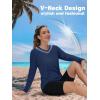 imageTACVASEN Womens UPF 50 Sun Protection V Neck Long Sleeve Tops Quick Dry Hiking Running Workout TShirtsNavy
