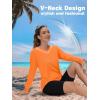 imageTACVASEN Womens UPF 50 Sun Protection V Neck Long Sleeve Tops Quick Dry Hiking Running Workout TShirtsOrange