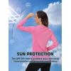 imageTACVASEN Womens UPF 50 Sun Protection V Neck Long Sleeve Tops Quick Dry Hiking Running Workout TShirtsRose Red