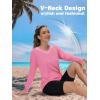 imageTACVASEN Womens UPF 50 Sun Protection V Neck Long Sleeve Tops Quick Dry Hiking Running Workout TShirtsRose Red