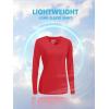 imageTACVASEN Womens UPF 50 Sun Protection V Neck Long Sleeve Tops Quick Dry Hiking Running Workout TShirtsTomato Red