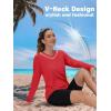 imageTACVASEN Womens UPF 50 Sun Protection V Neck Long Sleeve Tops Quick Dry Hiking Running Workout TShirtsTomato Red