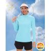 imageTACVASEN Womens UV Protection Shirts Quarter Zip Pullover Womens UPF 50 Long Sleeve Shirts Golf Shirts Workout TopsLight Blue