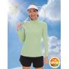 imageTACVASEN Womens UV Protection Shirts Quarter Zip Pullover Womens UPF 50 Long Sleeve Shirts Golf Shirts Workout TopsLight Green