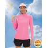 imageTACVASEN Womens UV Protection Shirts Quarter Zip Pullover Womens UPF 50 Long Sleeve Shirts Golf Shirts Workout TopsRose Red