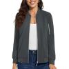 imageTACVASEN Womens Bomber Jackets Lightweight Casual Jacket Full Zip Windbreaker Fall JacketDark Grey