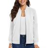 imageTACVASEN Womens Bomber Jackets Lightweight Casual Jacket Full Zip Windbreaker Fall JacketWhite