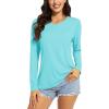 imageTACVASEN Womens UPF 50 Sun Protection V Neck Long Sleeve Tops Quick Dry Hiking Running Workout TShirtsLake Blue