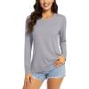 imageTACVASEN Womens UPF 50 Sun Protection V Neck Long Sleeve Tops Quick Dry Hiking Running Workout TShirtsLight Gray
