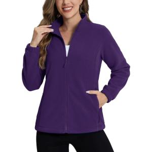 imageTACVASEN Womens Soft Fleece Jacket Lightweight Full Zip Sweatshirts Coat Casual Winter Warm Sweaters with PocketsDark Purple