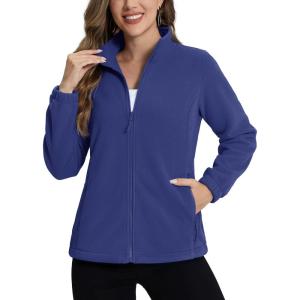imageTACVASEN Womens Soft Fleece Jacket Lightweight Full Zip Sweatshirts Coat Casual Winter Warm Sweaters with PocketsRoyal Blue