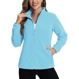 imageTACVASEN Womens Soft Fleece Jacket Lightweight Full Zip Sweatshirts Coat Casual Winter Warm Sweaters with PocketsW Blue