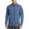 imageTACVASEN Mens Quarter Zip Up Pullover Long Sleeve Sweatshirt 14 Zip Golf Shirt Winter Fleece Lined Thermal PulloverBlue Grey