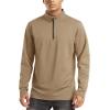 imageTACVASEN Mens Quarter Zip Up Pullover Long Sleeve Sweatshirt 14 Zip Golf Shirt Winter Fleece Lined Thermal PulloverKhaki
