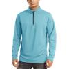 imageTACVASEN Mens Quarter Zip Up Pullover Long Sleeve Sweatshirt 14 Zip Golf Shirt Winter Fleece Lined Thermal PulloverLake Blue