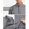 imageTACVASEN Mens Quarter Zip Up Pullover Long Sleeve Sweatshirt 14 Zip Golf Shirt Winter Fleece Lined Thermal PulloverLight Grey