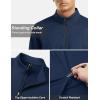 imageTACVASEN Mens Quarter Zip Up Pullover Long Sleeve Sweatshirt 14 Zip Golf Shirt Winter Fleece Lined Thermal PulloverNavy