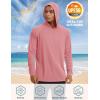 imageTACVASEN Mens UPF 50 Hoodie Shirt Rash Guard SPF UV Shirt Long Sleeve Lightweight Sun Shirt Fishing Hiking Swim ShirtGrey Pink