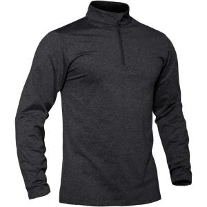 imageTACVASEN Mens Quarter Zip Up Pullover Long Sleeve Sweatshirt 14 Zip Golf Shirt Winter Fleece Lined Thermal PulloverBlack