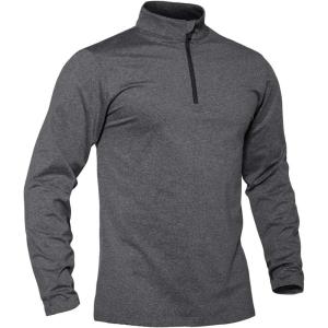 imageTACVASEN Mens Quarter Zip Up Pullover Long Sleeve Sweatshirt 14 Zip Golf Shirt Winter Fleece Lined Thermal PulloverDark Grey