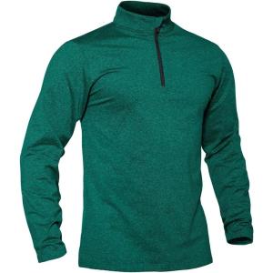 imageTACVASEN Mens Quarter Zip Up Pullover Long Sleeve Sweatshirt 14 Zip Golf Shirt Winter Fleece Lined Thermal PulloverEmerald Green