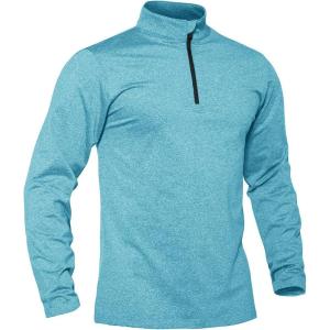 imageTACVASEN Mens Quarter Zip Up Pullover Long Sleeve Sweatshirt 14 Zip Golf Shirt Winter Fleece Lined Thermal PulloverLake Blue