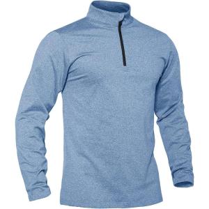 imageTACVASEN Mens Quarter Zip Up Pullover Long Sleeve Sweatshirt 14 Zip Golf Shirt Winter Fleece Lined Thermal PulloverLight Blue