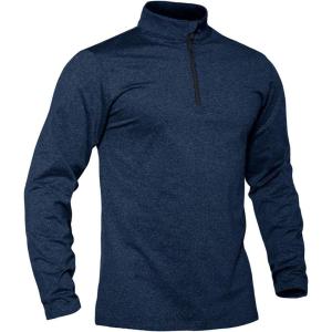 imageTACVASEN Mens Quarter Zip Up Pullover Long Sleeve Sweatshirt 14 Zip Golf Shirt Winter Fleece Lined Thermal PulloverNavy