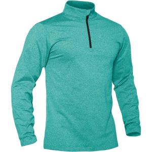imageTACVASEN Mens Quarter Zip Up Pullover Long Sleeve Sweatshirt 14 Zip Golf Shirt Winter Fleece Lined Thermal PulloverQ Green