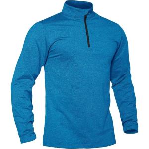 imageTACVASEN Mens Quarter Zip Up Pullover Long Sleeve Sweatshirt 14 Zip Golf Shirt Winter Fleece Lined Thermal PulloverSea Blue
