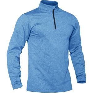 imageTACVASEN Mens Quarter Zip Up Pullover Long Sleeve Sweatshirt 14 Zip Golf Shirt Winter Fleece Lined Thermal PulloverSky Blue
