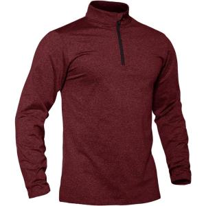 imageTACVASEN Mens Quarter Zip Up Pullover Long Sleeve Sweatshirt 14 Zip Golf Shirt Winter Fleece Lined Thermal PulloverWine Red