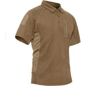 imageTACVASEN Mens Shirts Short Sleeve Summer RegularFit QuickDry Golf Polo TShirts Brown 2XL