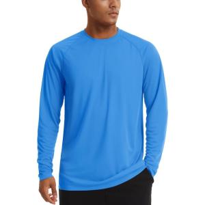 imageTACVASEN Mens Sun Shirt UPF 50 Long Sleeve UV Protection Lightweight Rash Guard Swim Shirt Quick Dry Fishing TShirtAzure