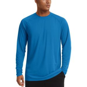 imageTACVASEN Mens Sun Shirt UPF 50 Long Sleeve UV Protection Lightweight Rash Guard Swim Shirt Quick Dry Fishing TShirtBlue Green