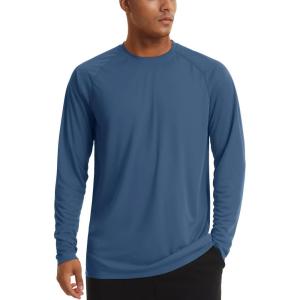 imageTACVASEN Mens Sun Shirt UPF 50 Long Sleeve UV Protection Lightweight Rash Guard Swim Shirt Quick Dry Fishing TShirtBlue Grey