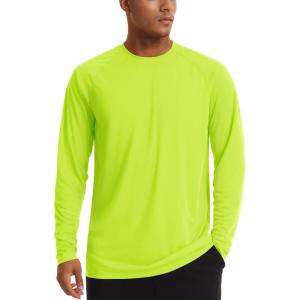 imageTACVASEN Mens Sun Shirt UPF 50 Long Sleeve UV Protection Lightweight Rash Guard Swim Shirt Quick Dry Fishing TShirtBright Green