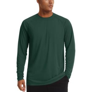 imageTACVASEN Mens Sun Shirt UPF 50 Long Sleeve UV Protection Lightweight Rash Guard Swim Shirt Quick Dry Fishing TShirtDark Green