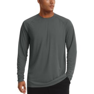 imageTACVASEN Mens Sun Shirt UPF 50 Long Sleeve UV Protection Lightweight Rash Guard Swim Shirt Quick Dry Fishing TShirtDark Grey