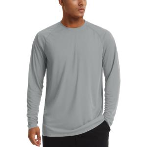 imageTACVASEN Mens Sun Shirt UPF 50 Long Sleeve UV Protection Lightweight Rash Guard Swim Shirt Quick Dry Fishing TShirtGrey
