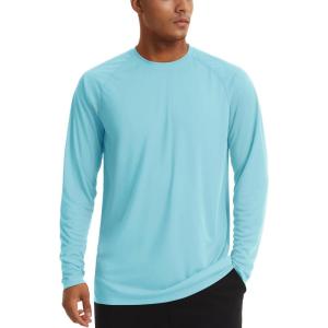 imageTACVASEN Mens Sun Shirt UPF 50 Long Sleeve UV Protection Lightweight Rash Guard Swim Shirt Quick Dry Fishing TShirtLake Blue