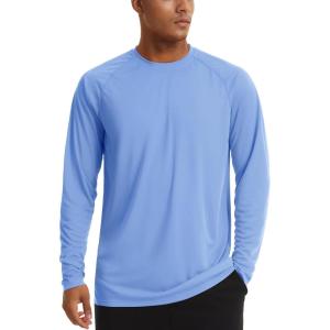 imageTACVASEN Mens Sun Shirt UPF 50 Long Sleeve UV Protection Lightweight Rash Guard Swim Shirt Quick Dry Fishing TShirtLight Blue