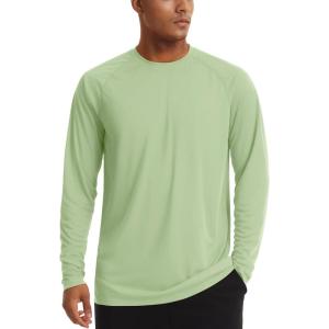 imageTACVASEN Mens Sun Shirt UPF 50 Long Sleeve UV Protection Lightweight Rash Guard Swim Shirt Quick Dry Fishing TShirtLight Green