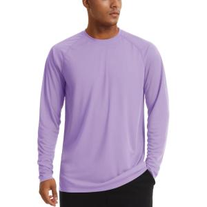 imageTACVASEN Mens Sun Shirt UPF 50 Long Sleeve UV Protection Lightweight Rash Guard Swim Shirt Quick Dry Fishing TShirtLight Purple