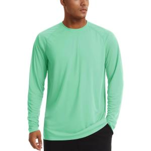 imageTACVASEN Mens Sun Shirt UPF 50 Long Sleeve UV Protection Lightweight Rash Guard Swim Shirt Quick Dry Fishing TShirtMint Green