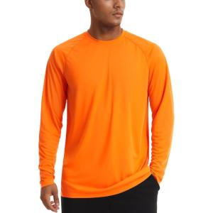 imageTACVASEN Mens Sun Shirt UPF 50 Long Sleeve UV Protection Lightweight Rash Guard Swim Shirt Quick Dry Fishing TShirtOrange