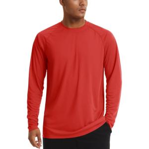 imageTACVASEN Mens Sun Shirt UPF 50 Long Sleeve UV Protection Lightweight Rash Guard Swim Shirt Quick Dry Fishing TShirtTomato Red