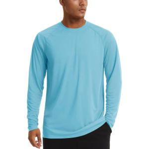 imageTACVASEN Mens Sun Shirt UPF 50 Long Sleeve UV Protection Lightweight Rash Guard Swim Shirt Quick Dry Fishing TShirtWater Blue