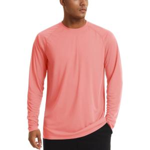imageTACVASEN Mens Sun Shirt UPF 50 Long Sleeve UV Protection Lightweight Rash Guard Swim Shirt Quick Dry Fishing TShirtWatermelon Red
