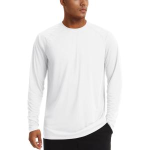 imageTACVASEN Mens Sun Shirt UPF 50 Long Sleeve UV Protection Lightweight Rash Guard Swim Shirt Quick Dry Fishing TShirtWhite